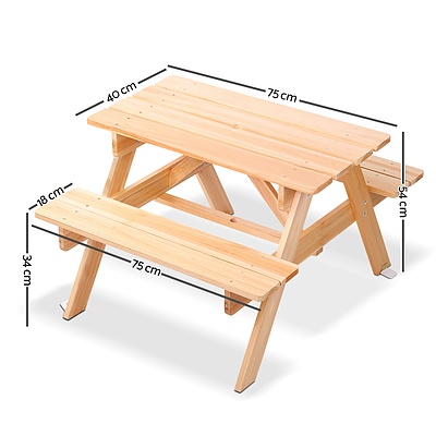 Kids Wooden Picnic Table Set with Umbrella - Brand New - Free Shipping