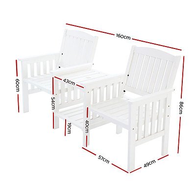 Garden Bench Chair Table Loveseat Wooden Outdoor Furniture Patio Park White - Brand New - Free Shipping