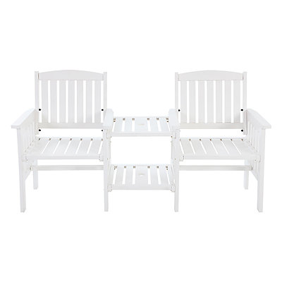 Garden Bench Chair Table Loveseat Wooden Outdoor Furniture Patio Park White - Brand New - Free Shipping