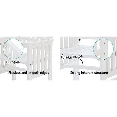 Garden Bench Chair Table Loveseat Wooden Outdoor Furniture Patio Park White - Brand New - Free Shipping