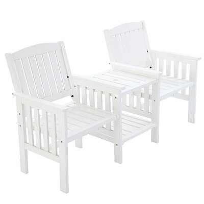 Garden Bench Chair Table Loveseat Wooden Outdoor Furniture Patio Park White - Brand New - Free Shipping