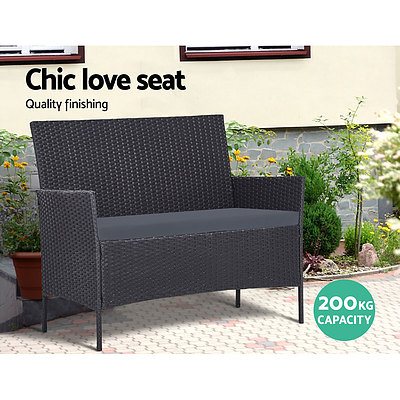 Outdoor Furniture Wicker Set Chair Table Dark Grey 4pc