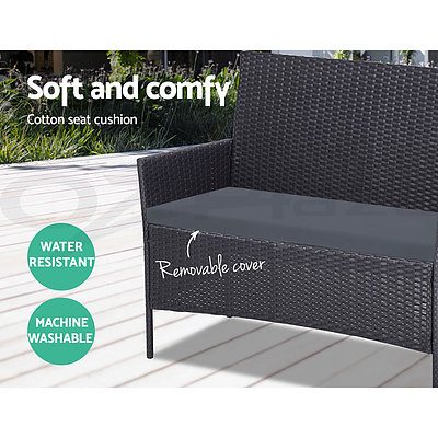 Outdoor Furniture Wicker Set Chair Table Dark Grey 4pc