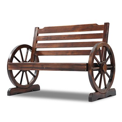 Wooden Wagon Wheel Bench - Brown - Brand New - Free Shipping