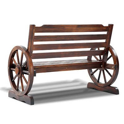 Wooden Wagon Wheel Bench - Brown - Brand New - Free Shipping