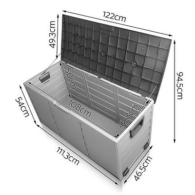 290L Plastic Outdoor Storage Box Container Weatherproof Black - Free Shipping