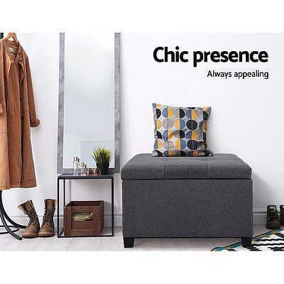 Storage Ottoman Blanket Box Linen Foot Stool Chest Couch Bench Toy Rest - Brand New - Free Shipping