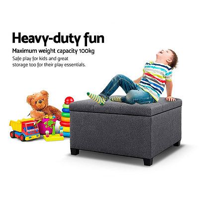 Storage Ottoman Blanket Box Linen Foot Stool Chest Couch Bench Toy Rest - Brand New - Free Shipping