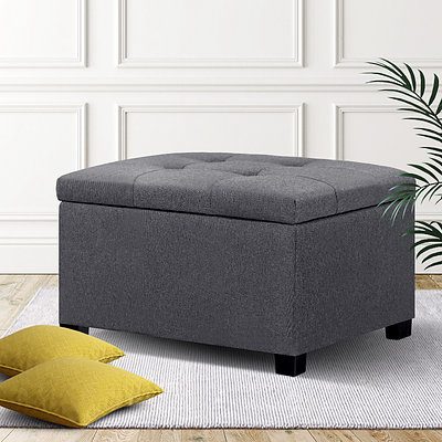 Storage Ottoman Blanket Box Linen Foot Stool Chest Couch Bench Toy Rest - Brand New - Free Shipping