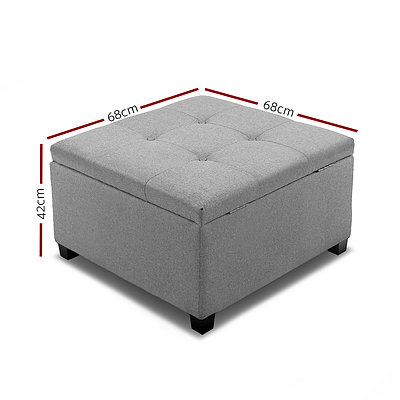 Storage Ottoman Blanket Box Linen Foot Stool Chest Couch Bench Toy Grey - Brand New - Free Shipping