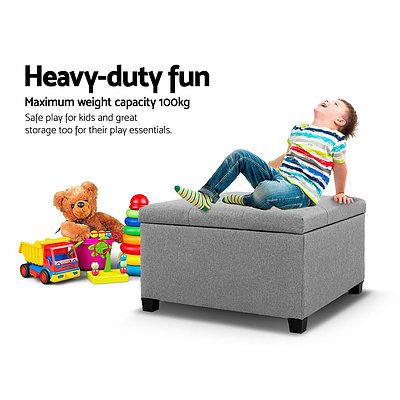 Storage Ottoman Blanket Box Linen Foot Stool Chest Couch Bench Toy Grey - Brand New - Free Shipping