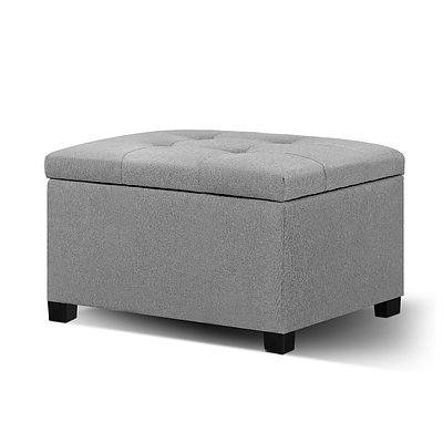 Storage Ottoman Blanket Box Linen Foot Stool Chest Couch Bench Toy Grey - Brand New - Free Shipping