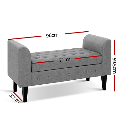 Storage Ottoman Blanket Box Linen Fabric Bed Foot Stool Chest Toy Bench - Brand New - Free Shipping