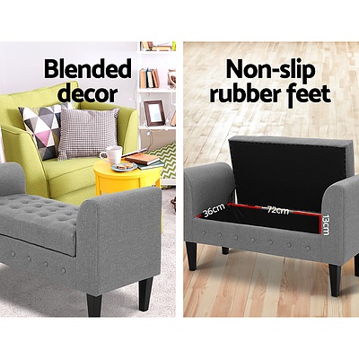 Storage Ottoman Blanket Box Linen Fabric Bed Foot Stool Chest Toy Bench - Brand New - Free Shipping