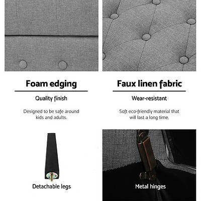 Storage Ottoman Blanket Box Linen Fabric Bed Foot Stool Chest Toy Bench - Brand New - Free Shipping