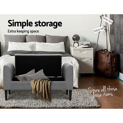 Storage Ottoman Blanket Box Linen Fabric Bed Foot Stool Chest Toy Bench - Brand New - Free Shipping