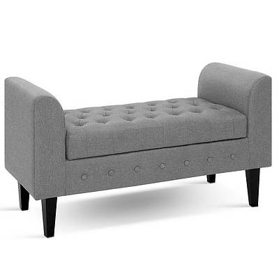 Storage Ottoman Blanket Box Linen Fabric Bed Foot Stool Chest Toy Bench - Brand New - Free Shipping