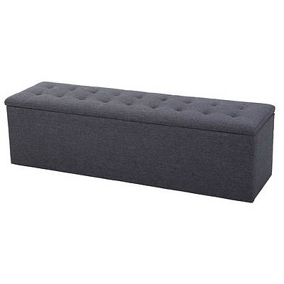 Storage Ottoman Blanket Box Linen Foot Stool Rest Chest Couch Grey - Brand New - Free Shipping