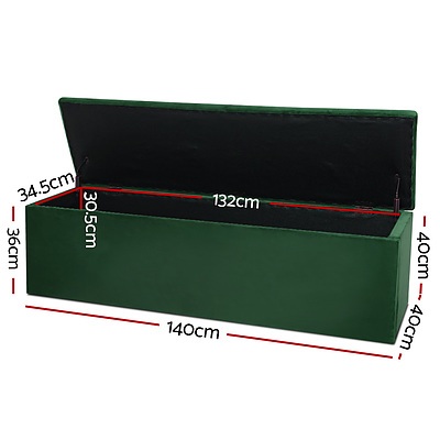 Storage Ottoman Blanket Box Velvet Foot Stool Rest Chest Couch Green - Brand New - Free Shipping