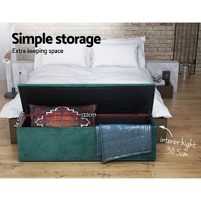 Storage Ottoman Blanket Box Velvet Foot Stool Rest Chest Couch Green - Brand New - Free Shipping