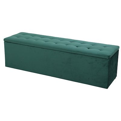 Storage Ottoman Blanket Box Velvet Foot Stool Rest Chest Couch Green - Brand New - Free Shipping
