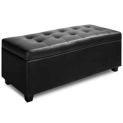 Large Ottoman PU Leather Chest Storage Box Foot Stool Black - Brand New - Free Shipping