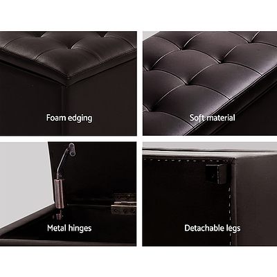 Artiss PU Leather Storage Ottoman - Brown