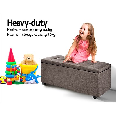 Large Linen Fabric Storage Ottoman - Brown - Brand New - Free Shipping