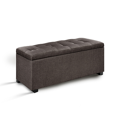 Large Linen Fabric Storage Ottoman - Brown - Brand New - Free Shipping