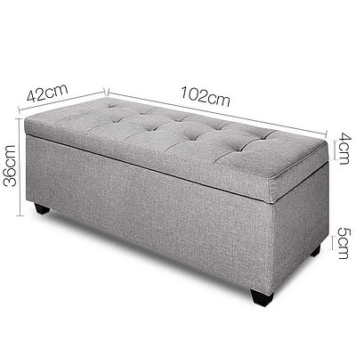 Large Fabric Storage Ottoman - Light Grey - Brand New - Free Shipping
