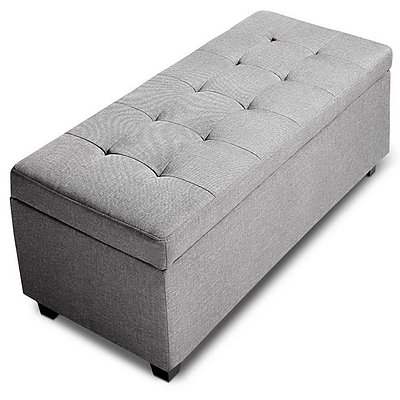 Large Fabric Storage Ottoman - Light Grey - Brand New - Free Shipping