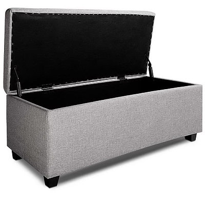 Large Fabric Storage Ottoman - Light Grey - Brand New - Free Shipping