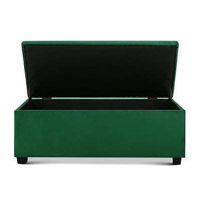 Storage Ottoman Blanket Box Velvet Foot Stool Rest Chest Couch Toy Green - Brand New - Free Shipping