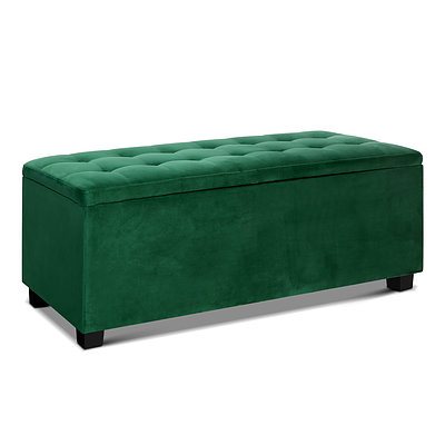 Storage Ottoman Blanket Box Velvet Foot Stool Rest Chest Couch Toy Green - Brand New - Free Shipping