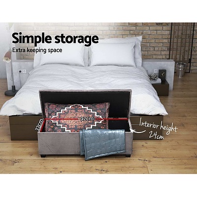 Storage Ottoman Blanket Box Velvet Foot Stool Rest Chest Couch Toy Grey - Brand New - Free Shipping