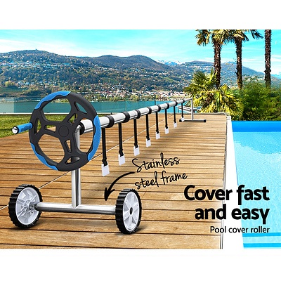 Swimming Pool Cover Roller Reel Adjustable Solar Thermal Blanket Blue - Brand New - Free Shipping