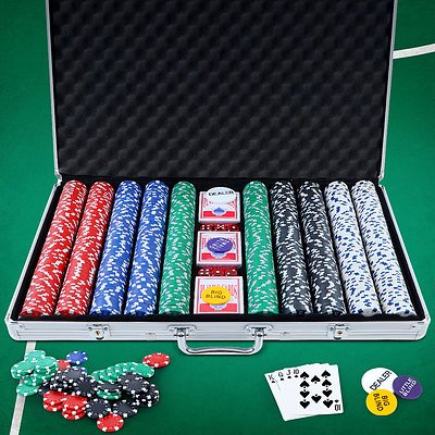 Poker Chip Set 1000PC Chips TEXAS HOLD'EM Casino Gambling Dice Cards