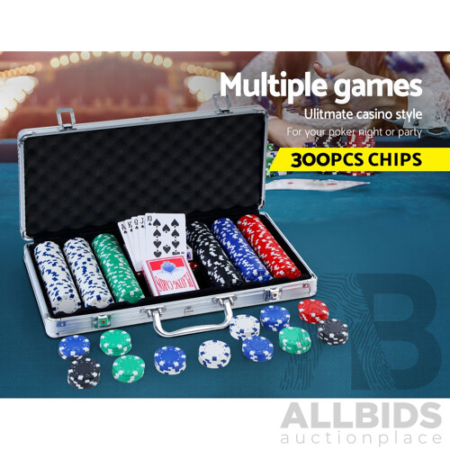 Poker Chip Set 300PC Chips TEXAS HOLD'EM Casino Gambling Dice Cards - Brand New - Free Shipping