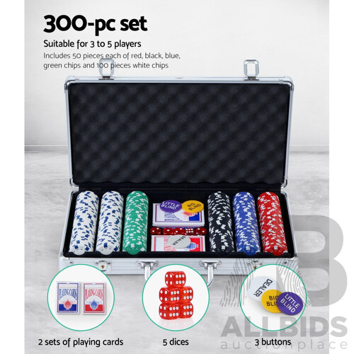 Poker Chip Set 300PC Chips TEXAS HOLD'EM Casino Gambling Dice Cards - Brand New - Free Shipping