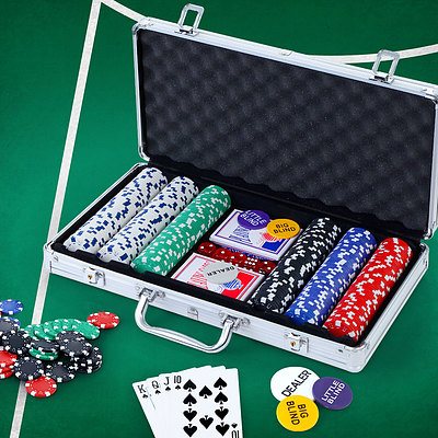 Poker Chip Set 300PC Chips TEXAS HOLD'EM Casino Gambling Dice Cards - Brand New - Free Shipping
