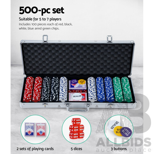 Poker Chip Set 500PC Chips TEXAS HOLD'EM Casino Gambling Dice Cards - Brand New - Free Shipping