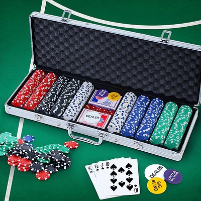 Poker Chip Set 500PC Chips TEXAS HOLD'EM Casino Gambling Dice Cards - Brand New - Free Shipping