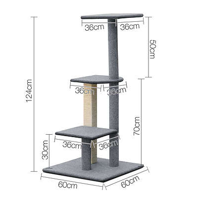 124cm Cat Scratching Post - Grey - Brand New - Free Shipping