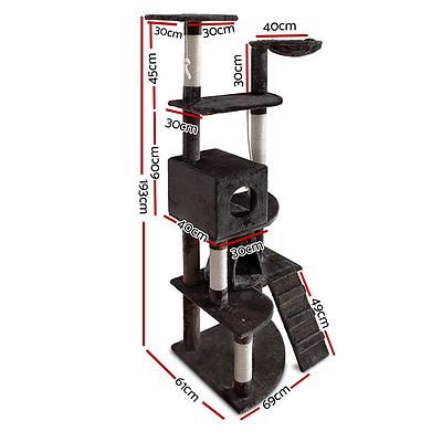 193cm Multi Level Cat Scratching Post - Grey - Brand New - Free Shipping