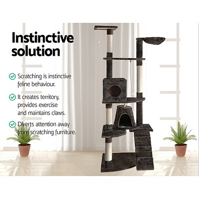 193cm Multi Level Cat Scratching Post - Grey - Brand New - Free Shipping
