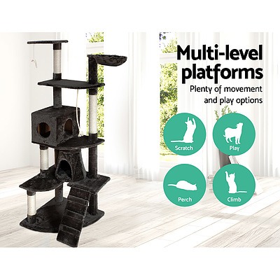 193cm Multi Level Cat Scratching Post - Grey - Brand New - Free Shipping