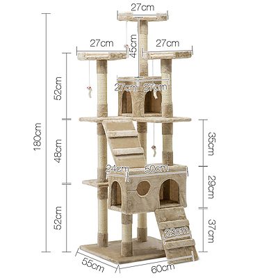 180cm Multi Level Cat Condo Scratching Tree Post - Beige - Brand New - Free Shipping