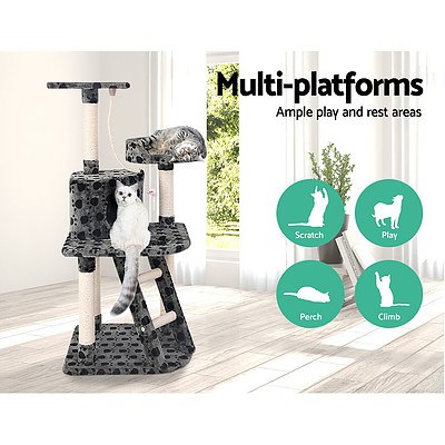 Cat Tree Trees Scratching Post Scratcher Tower Condo House Furniture Wood Grey - Brand New - Free Shipping