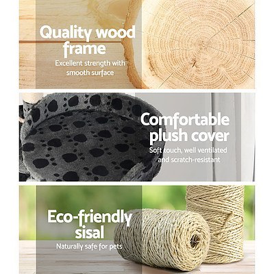 Cat Tree Trees Scratching Post Scratcher Tower Condo House Furniture Wood Grey - Brand New - Free Shipping