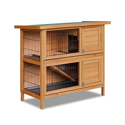 Double Storey Rabbit Hutch with Foldable Ramp - Free Shipping